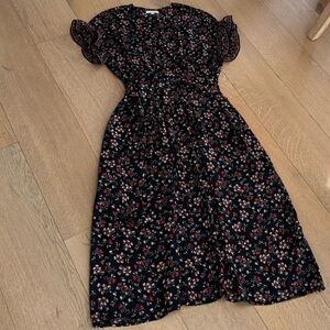Max Studio Black Floral Midi Dress Small